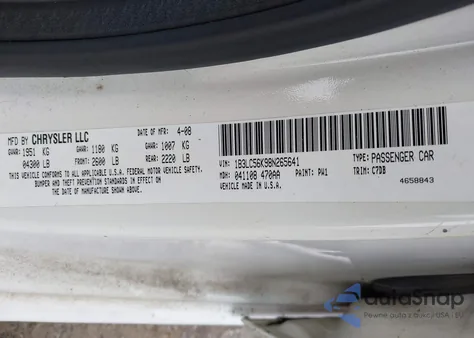 2008 Dodge Avenger Sxt из США, поврежденный, VIN 1B3LC56K98N265641